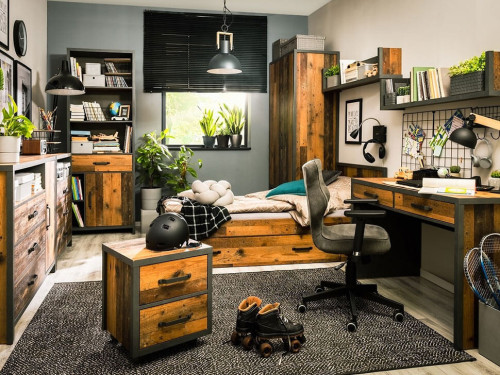 Фото полки WESTON SFW/120 BRW сосна old style / матера в интерьере детской