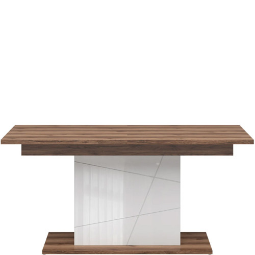 Фото розкладного обіднього столу FORN STO/160 BRW дуб делано темний / білий глянець – вигляд спереду