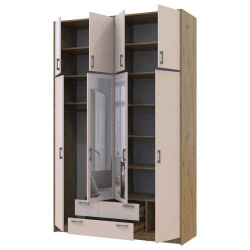 РОНДІ Шафа з дзеркалом та високою антресоллю 4 ДСП ДОРОС (DOROS) 160х52х260