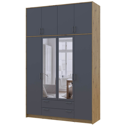 Фото шафа з дзеркалом та високою антресоллю 4 ДСП РОНДІ ДОРОС (DOROS) 160х52х260 дуб артизан / графіт