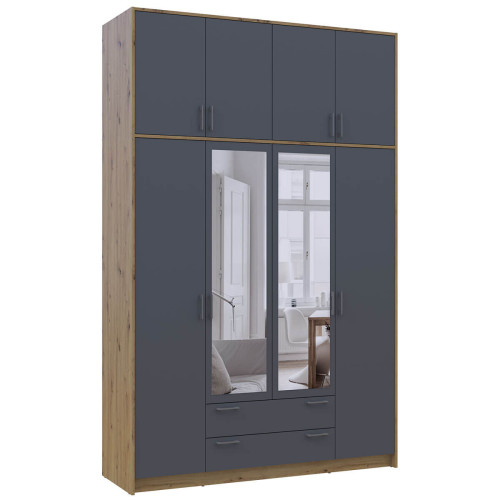 РОНДІ Шафа з дзеркалом та високою антресоллю 4 ДСП ДОРОС (DOROS) 160х52х260