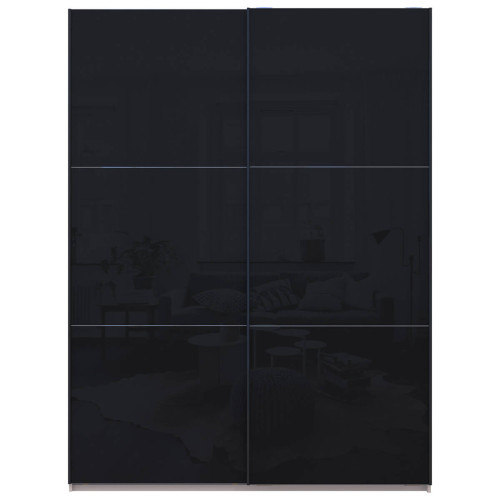 Фото шафи-купе 2 Скла G-КАЙЗЕР ДОРОС (DOROS) 180х60х240 кашемір / чорний – вигляд спереду