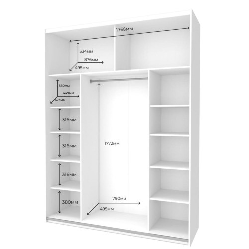 G-КАЙЗЕР Шафа-купе 2 Скла ДОРОС (DOROS) 180х60х240