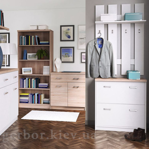 Фото стеллажа REG OTW WYS_80 TOP-MIX VMV Holding дуб сонома в интерьере 