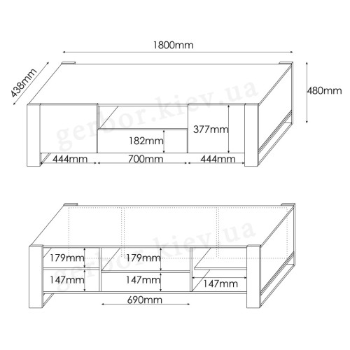 Фото размеров тумбы ТВ WOOD CAMA MEBLE