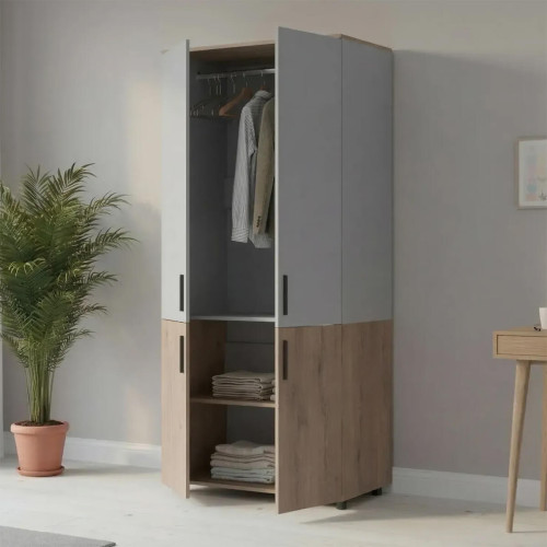 Фото наповнення шафи ТОРН 2 ДСП штанга ДОРОС (DOROS) кремона канноло / сірий в інтер'єрі