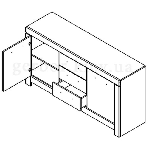 Фото комоду KOM2D3S БЕЛЕН Гербор – схема наповнення