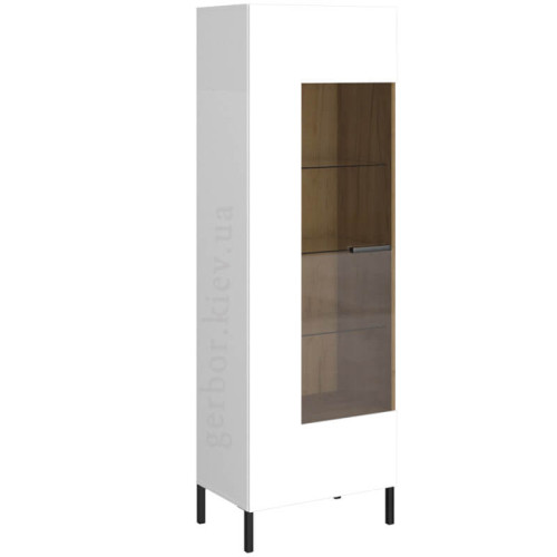 Фото высокой витрины SANTES 1W VMV Holding белый / дуб крафт золотой