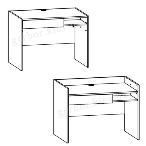 Фото письменного стола NANDU BIU1S BRW – схема двух вариантов расположения столешницы