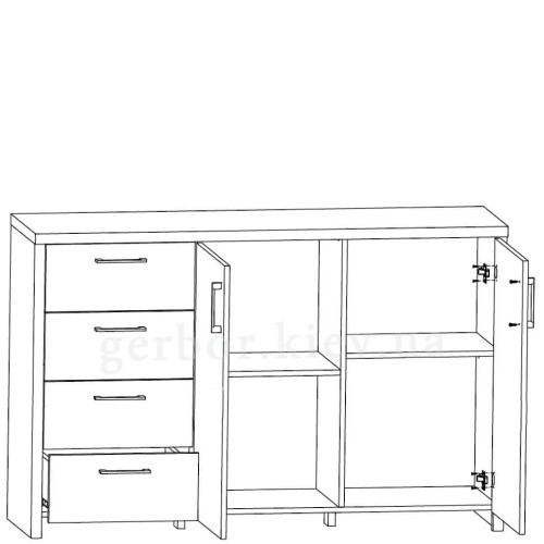 Фото комоду БЛАНШ KOM2D4S БРВ (ВМК) – схема наповнення