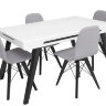 Фото комплекта обеденного стола AZTECA TRIO STO/185 BRW белый глянец / дуб венге коричневый и стульев ULTRA