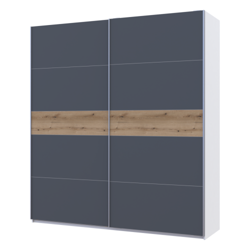 Фото шафи-купе 2 ДСП / 5 частин G-КАЙЗЕР ДОРОС (DOROS) 220х60х240 білий / графіт+дуб евок