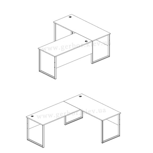 На фото два варианта сборки углового письменного стола OFFICE LUX BIU/223/170 BRW