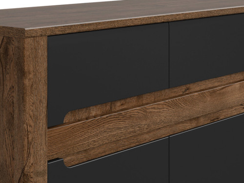 Фото комода RUSO KOM3D3S BRW дуб апрель / черный – ручки