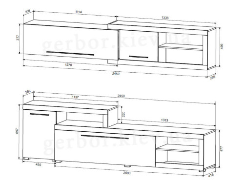 Фото вітальні ВЕРОНИКА БРВ – схема з розмірами