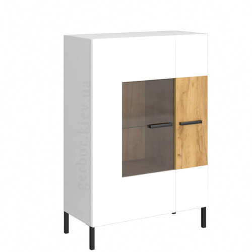 Фото низкой витрины SANTES 1W1D VMV Holding белый / дуб крафт золотой 