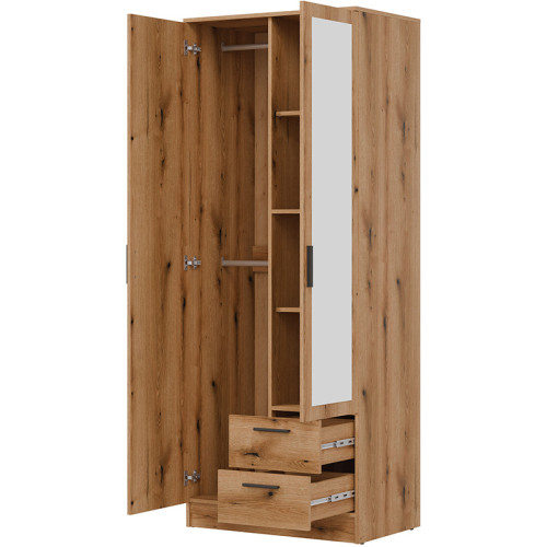 Фото шафи із дзеркалом MONTANA MT02 LIVEO BOGFRAN (дуб евок) – вигляд з правого боку наповнення