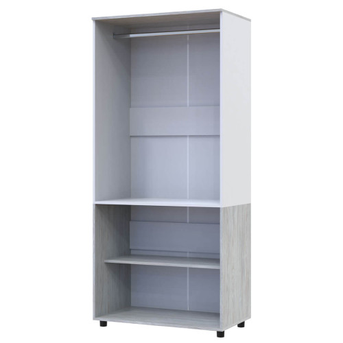 Фото шафи ТОРН 2 ДСП штанга ДОРОС (DOROS) сосна натті / білий – вигляд збоку наповнення