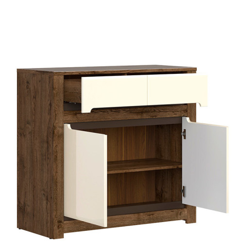 Фото тумбы RUSO KOM2D2S BRW дуб апрель / перламутр глянец – наполнение