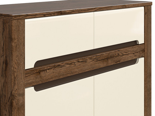 Фото тумбы RUSO KOM2D2S BRW дуб апрель / перламутр глянец – ручки