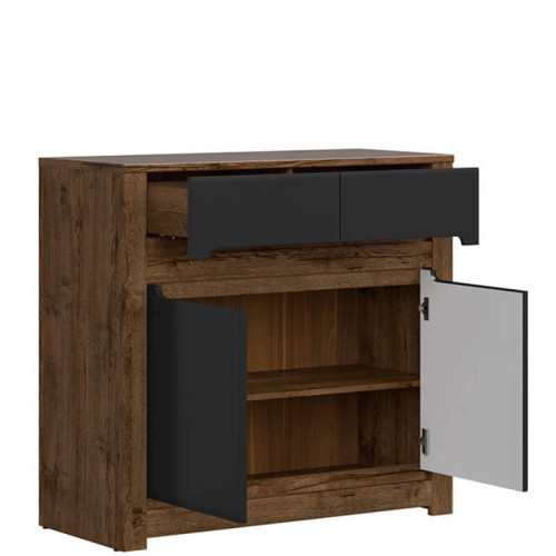 Фото тумбы RUSO KOM2D2S BRW дуб апрель / черный – наполнение