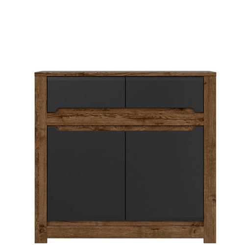 Фото тумбы RUSO KOM2D2S BRW дуб апрель / черный – вид спереди