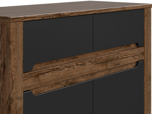 Фото тумбы RUSO KOM2D2S BRW дуб апрель / черный – ручки