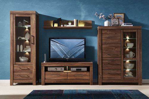 Фото полки GENT P/3/14 BRW  дуб стирлинг в комплекте мебели для гостиной