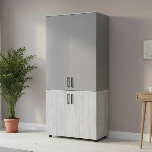 Фото шафи ТОРН 2 ДСП штанга ДОРОС (DOROS) сосна натті / сірий в інтер'єрі