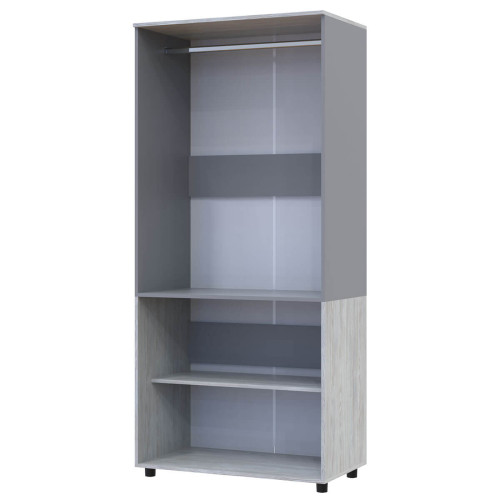 Фото шафи ТОРН 2 ДСП штанга ДОРОС (DOROS) сосна натті / сірий – вигляд збоку наповнення