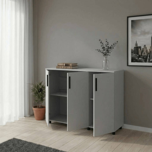 Фото сірої тумби ТОРН 3 ДСП ДОРОС (DOROS) в інтер'єрі – наповнення