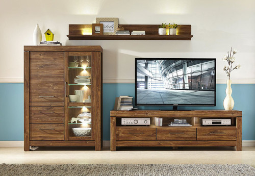 Фото полки GENT P/3/20 BRW дуб стирлинг в комплекте мебели для гостиной