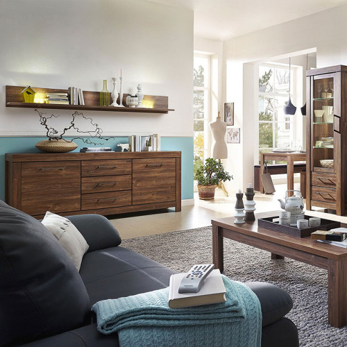 Фото полки GENT P/3/20 BRW дуб стирлинг в интерьере гостиной