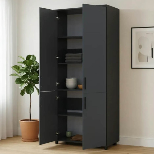 Фото наповнення шафи ТОРН 2 ДСП полиці ДОРОС (DOROS) антрацит в інтер'єрі