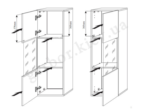 На фото схема витрины гостиной FLY H3 ASM MEBLE