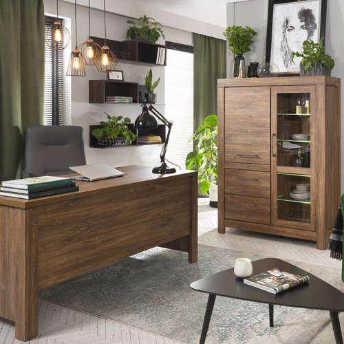 Фото витрины GENT REG1W1D2S/16/12 BRW дуб стирлинг в интерьере кабинета