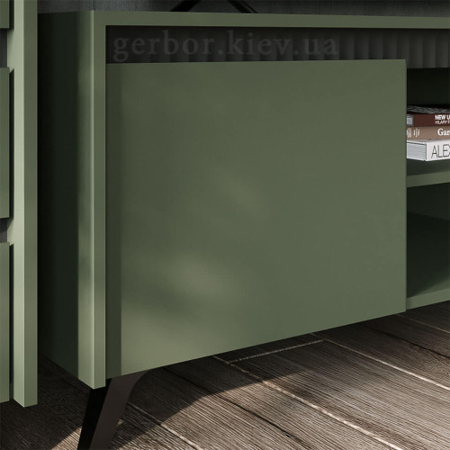 Фото тумби ТВ ЛАУНДЖ RTV2K2So БРВ (ВМК) зелений димчастий / чорний – фасад