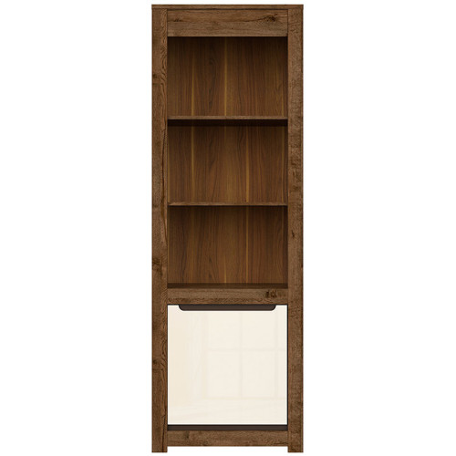 Фото стеллажа RUSO REG1D BRW дуб апрель / перламутр глянец – вид спереди