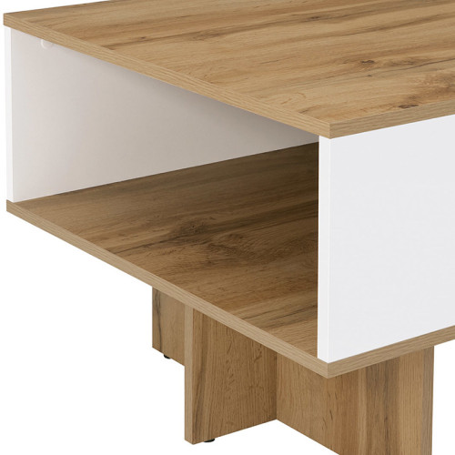 Фото журнального столика ZELE LAW/120 BRW дуб вотан / белый глянец - ниша