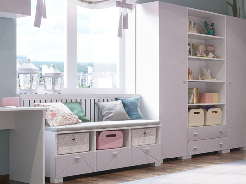 Фото стеллажа Х-СКАУТ Х-03 Санти белый / розовый в интерьере детской