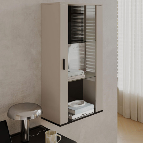 Фото навісної вітрини SOHO CAMA MEBLE кашемір / чорний в інтер'єрі вітальні