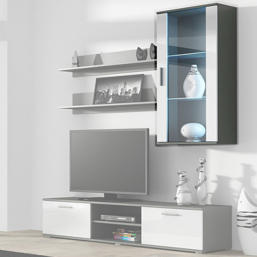 Фото навесной витрины SOHO CAMA MEBLE серый / белый глянец