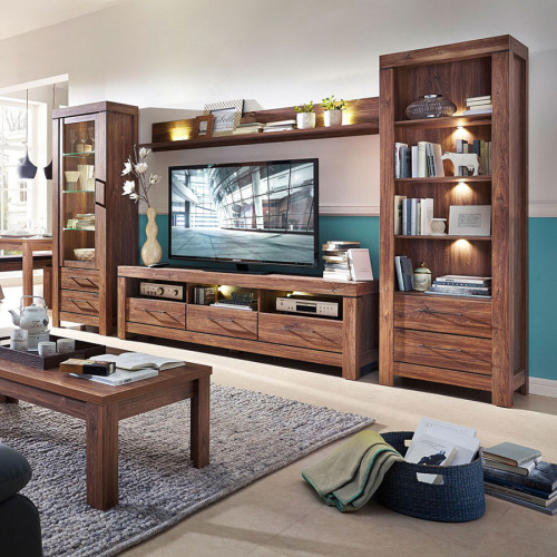 Фото витрины GENT REG1W2S/20/7 BRW дуб стирлинг в интерьере гостиной