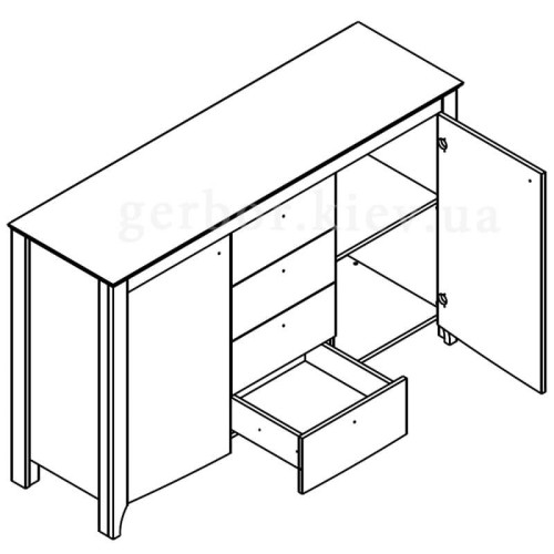 Фото комоду КАРІНА KOM2D4S Гербор – схема наповнення
