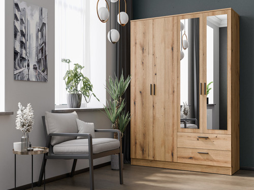 Фото комбінованої шафи із дзеркалами MONTANA MT04 LIVEO BOGFRAN (дуб евок) в інтер'єрі