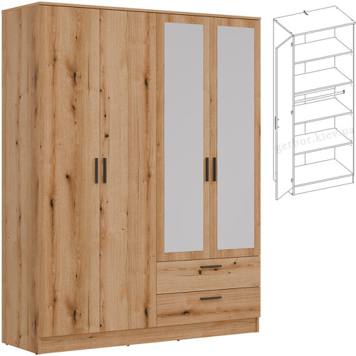 Фото комбінованої шафи із дзеркалами MONTANA MT04 LIVEO BOGFRAN (дуб евок)