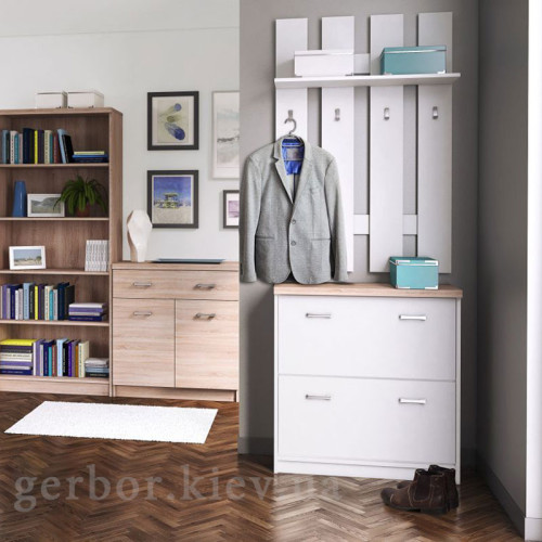 Фото тумбы для обуви SZFK BUT_2K TOP-MIX VMV Holding белый / дуб сонома в интерьере прихожей