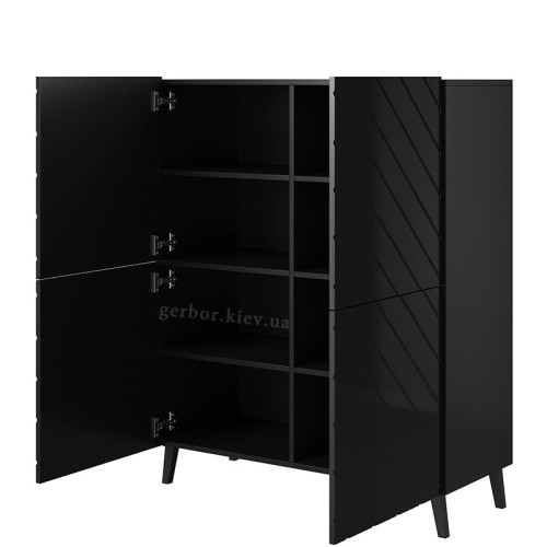 Фото комоду ABETO 100 CAMA MEBLE чорний / чорний глянець – наповнення