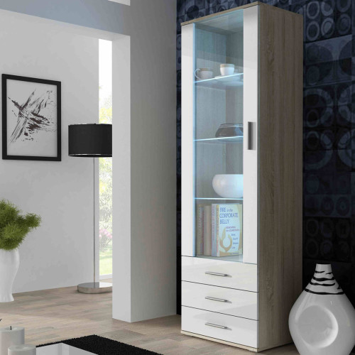 Фото витрины SOHO CAMA MEBLE дуб сонома / белый глянец