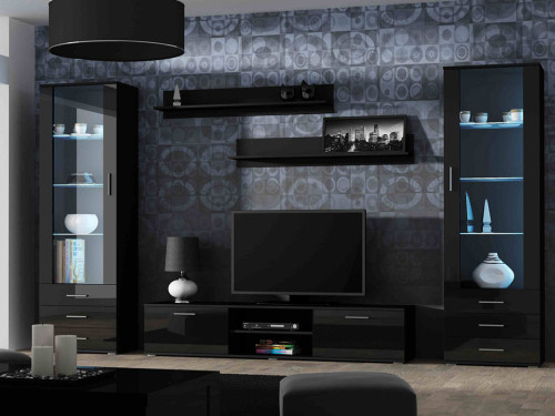 Фото витрины SOHO CAMA MEBLE черный / черный глянец в интерьере гостиной